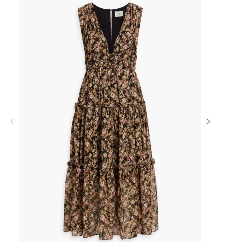 Hedy Ruffled Silk-Chiffon Floral Midi Dress from CAMI NYC